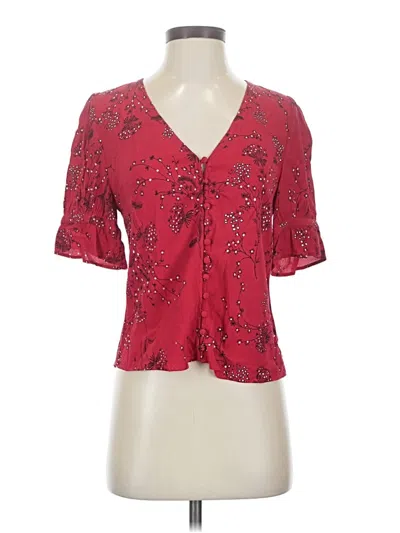 Pre-owned Madewell Short Sleeve Blouse In Red