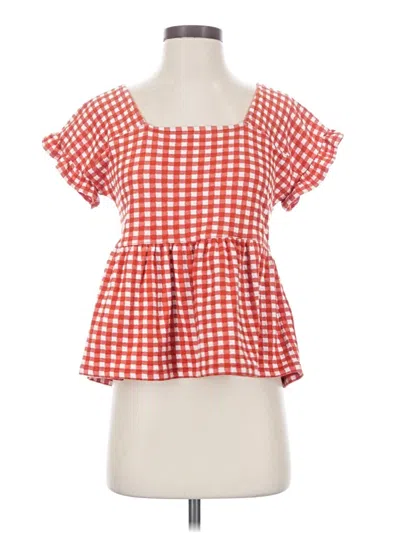 Pre-owned Madewell Short Sleeve Blouse In Red