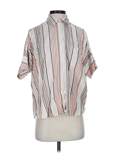 Pre-owned Madewell Short Sleeve Blouse In Silver