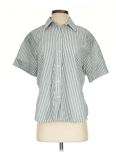 Pre-owned Madewell Short Sleeve Blouse In Silver