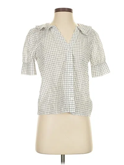 Pre-owned Madewell Short Sleeve Blouse In Silver