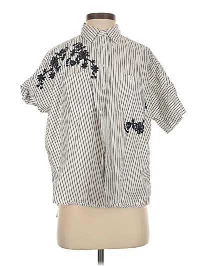 Pre-owned Madewell Short Sleeve Blouse In Silver