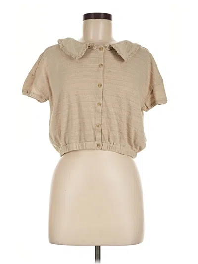Pre-owned Madewell Short Sleeve Blouse In Tan