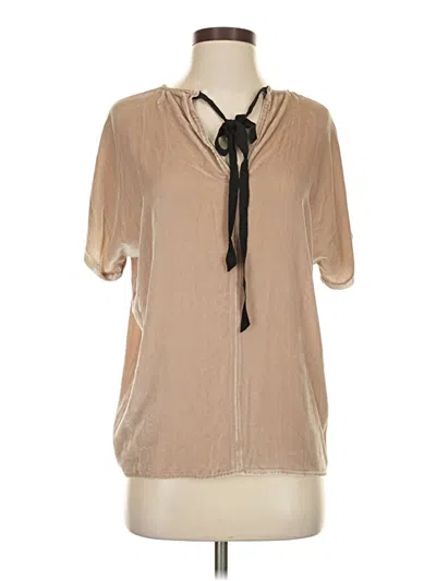Pre-owned Madewell Short Sleeve Blouse In Tan