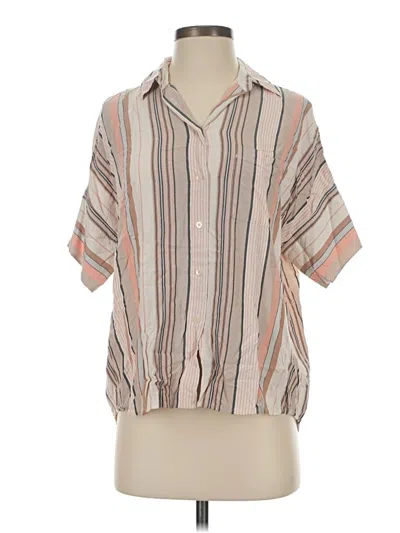 Pre-owned Madewell Short Sleeve Blouse In Tan