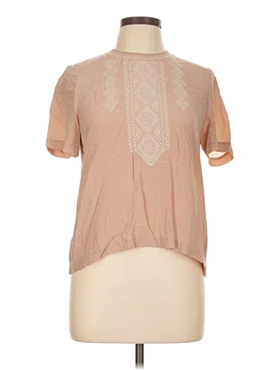 Pre-owned Madewell Short Sleeve Blouse In Tan