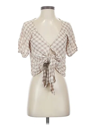 Pre-owned Madewell Short Sleeve Blouse In Tan