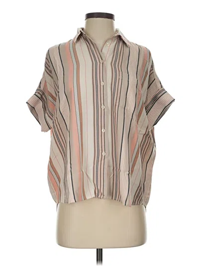 Pre-owned Madewell Short Sleeve Blouse In Tan