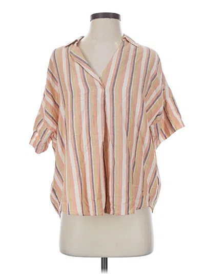Pre-owned Madewell Short Sleeve Blouse In Tan