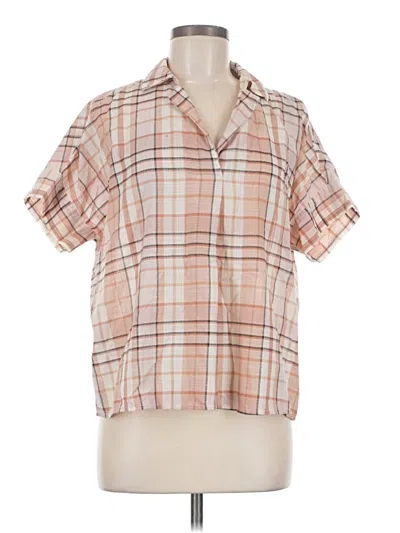 Pre-owned Madewell Short Sleeve Blouse In Tan