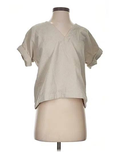 Pre-owned Madewell Short Sleeve Blouse In Tan
