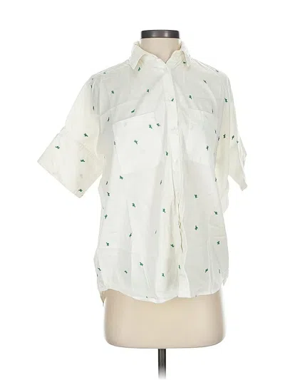 Pre-owned Madewell Short Sleeve Blouse In White