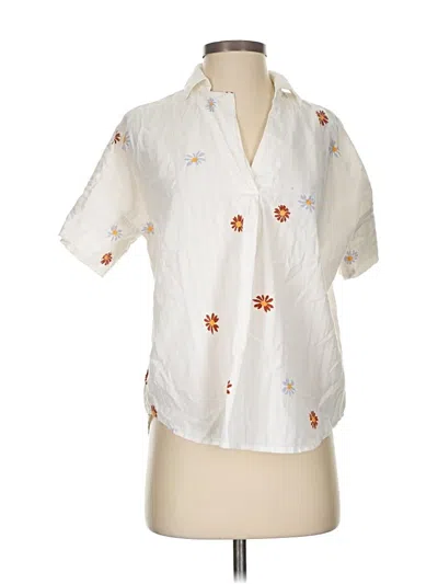 Pre-owned Madewell Short Sleeve Blouse In White
