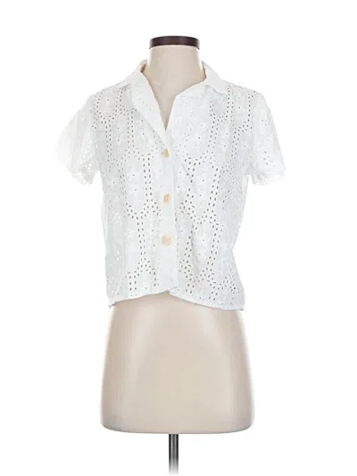 Pre-owned Madewell Short Sleeve Blouse In White