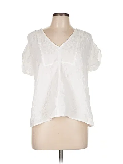 Pre-owned Madewell Short Sleeve Blouse In White