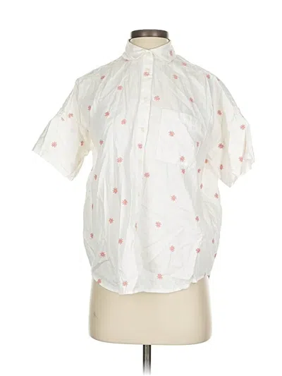 Pre-owned Madewell Short Sleeve Blouse In White