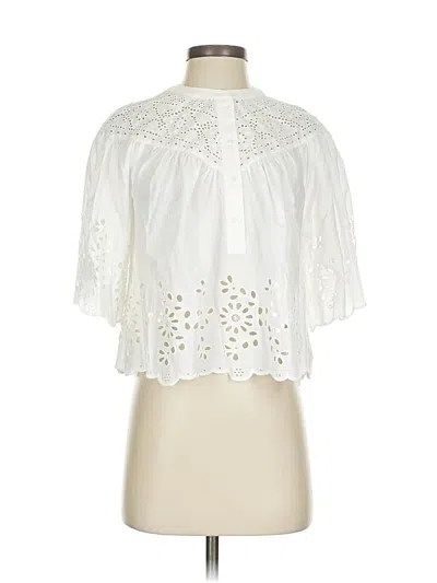 Pre-owned Madewell Short Sleeve Blouse In White
