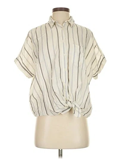 Pre-owned Madewell Short Sleeve Blouse In White