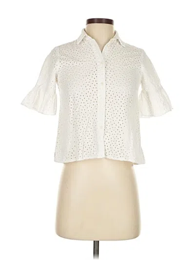 Pre-owned Madewell Short Sleeve Blouse In White