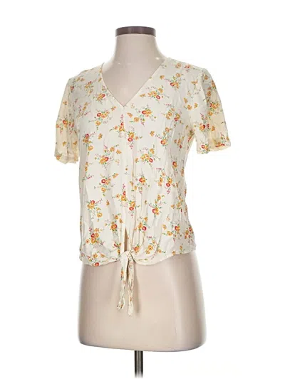 Pre-owned Madewell Short Sleeve Blouse In White
