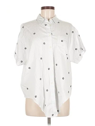 Pre-owned Madewell Short Sleeve Blouse In White