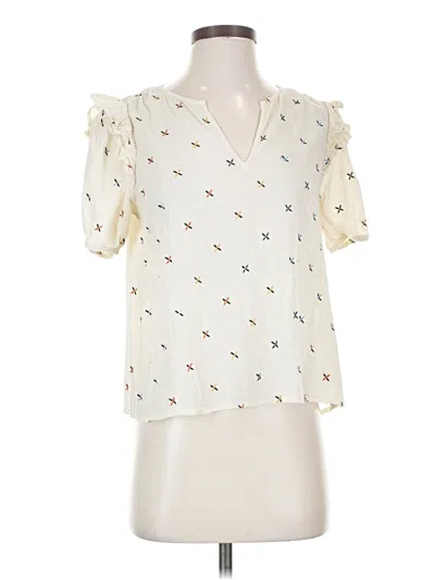 Pre-owned Madewell Short Sleeve Blouse In White