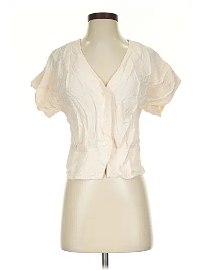 Pre-owned Madewell Short Sleeve Blouse In White