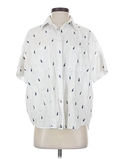 Pre-owned Madewell Short Sleeve Blouse In White