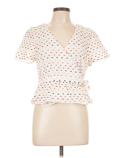 Pre-owned Madewell Short Sleeve Blouse In White