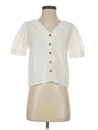 Pre-owned Madewell Short Sleeve Blouse In White