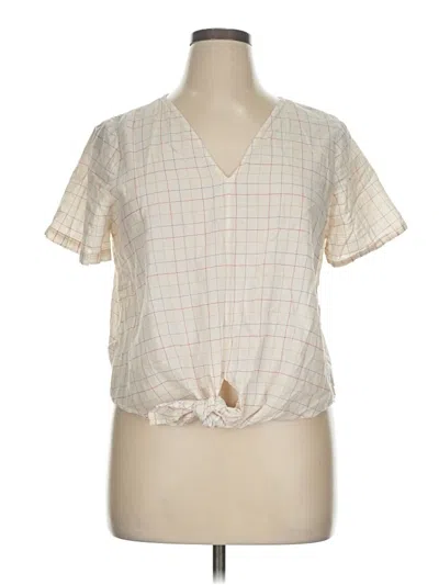 Pre-owned Madewell Short Sleeve Blouse In White