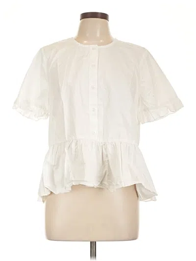 Pre-owned Madewell Short Sleeve Blouse In White