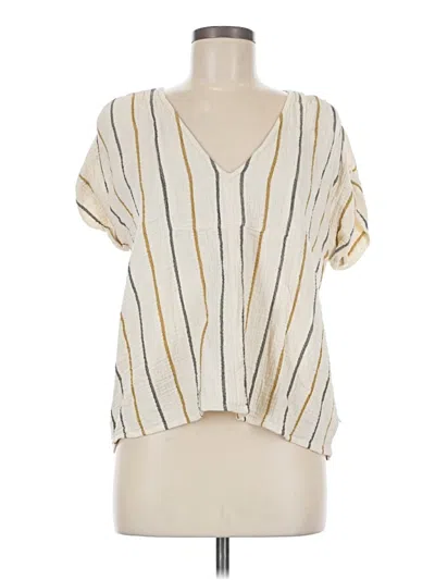 Pre-owned Madewell Short Sleeve Blouse In White
