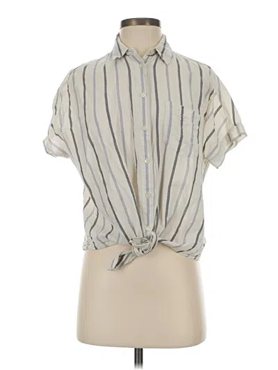 Pre-owned Madewell Short Sleeve Blouse In White