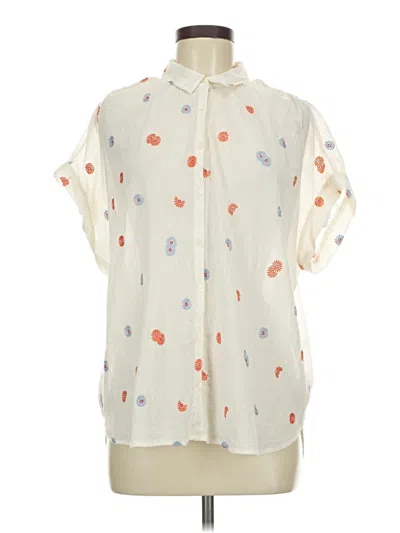 Pre-owned Madewell Short Sleeve Blouse In White