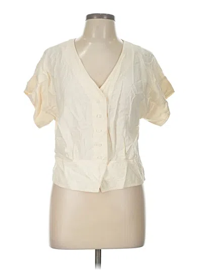 Pre-owned Madewell Short Sleeve Blouse In White