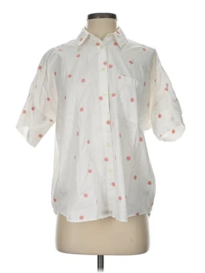 Pre-owned Madewell Short Sleeve Blouse In White