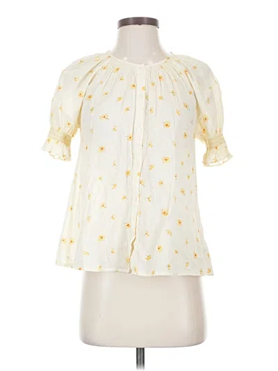 Pre-owned Madewell Short Sleeve Blouse In White
