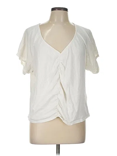 Pre-owned Madewell Short Sleeve Blouse In White