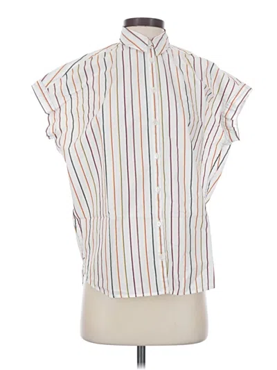 Pre-owned Madewell Short Sleeve Blouse In White