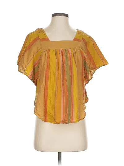 Pre-owned Madewell Short Sleeve Blouse In Yellow
