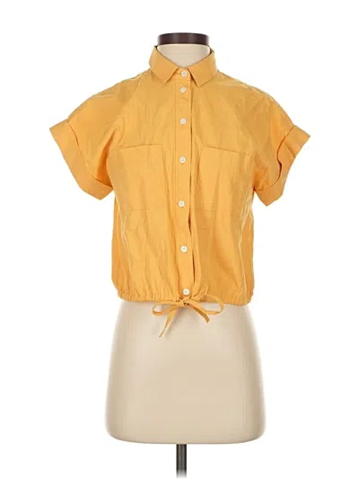 Pre-owned Madewell Short Sleeve Blouse In Yellow