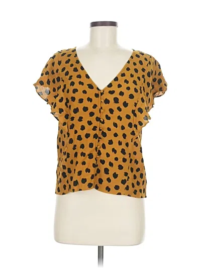 Pre-owned Madewell Short Sleeve Blouse In Yellow