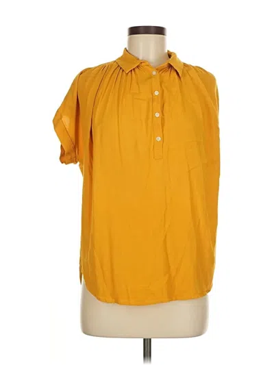 Pre-owned Madewell Short Sleeve Blouse In Yellow