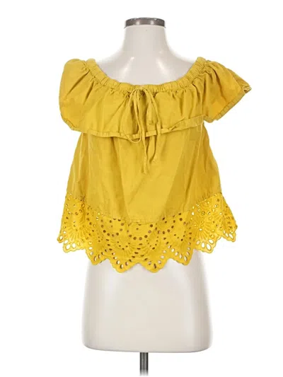 Pre-owned Madewell Short Sleeve Blouse In Yellow