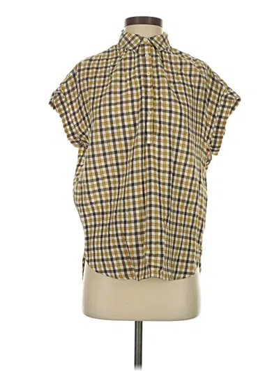 Pre-owned Madewell Short Sleeve Blouse In Yellow