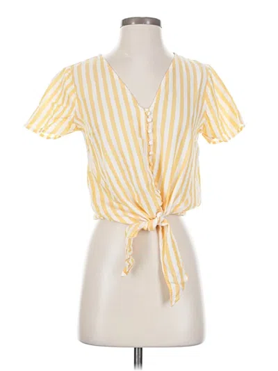 Pre-owned Madewell Short Sleeve Blouse In Yellow