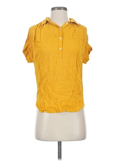 Pre-owned Madewell Short Sleeve Blouse In Yellow