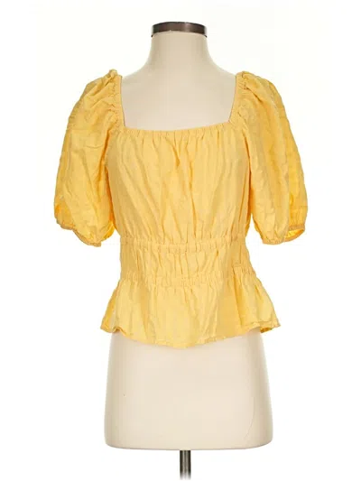 Pre-owned Madewell Short Sleeve Blouse In Yellow