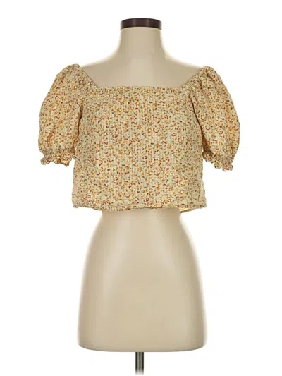 Pre-owned Madewell Short Sleeve Blouse In Yellow